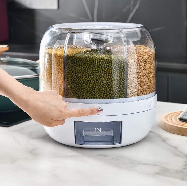 360 Rotating Grain Storage Dispenser — 6 Grid, 13 lbs