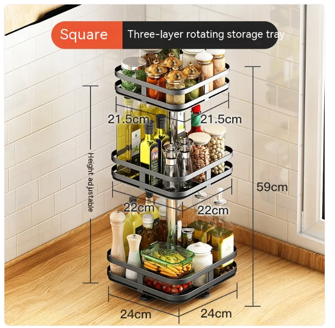 360° Rotating Spice Organizer — Fits Any Cabinet
