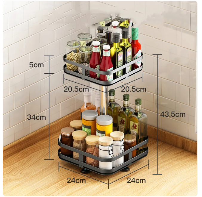 360° Rotating Spice Organizer — Fits Any Cabinet