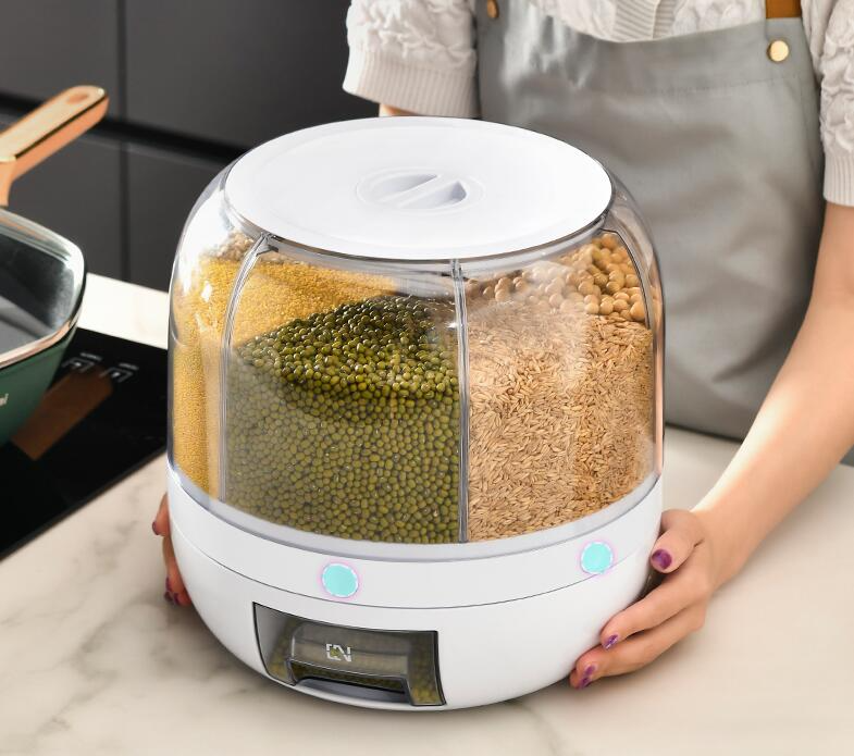 360 Rotating Grain Storage Dispenser — 6 Grid, 13 lbs
