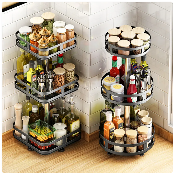 360° Rotating Spice Organizer — Fits Any Cabinet