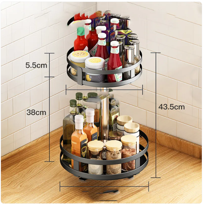 360° Rotating Spice Organizer — Fits Any Cabinet