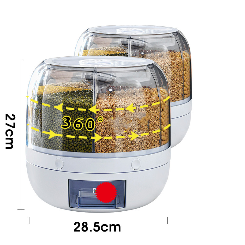 360 Rotating Grain Storage Dispenser — 6 Grid, 13 lbs