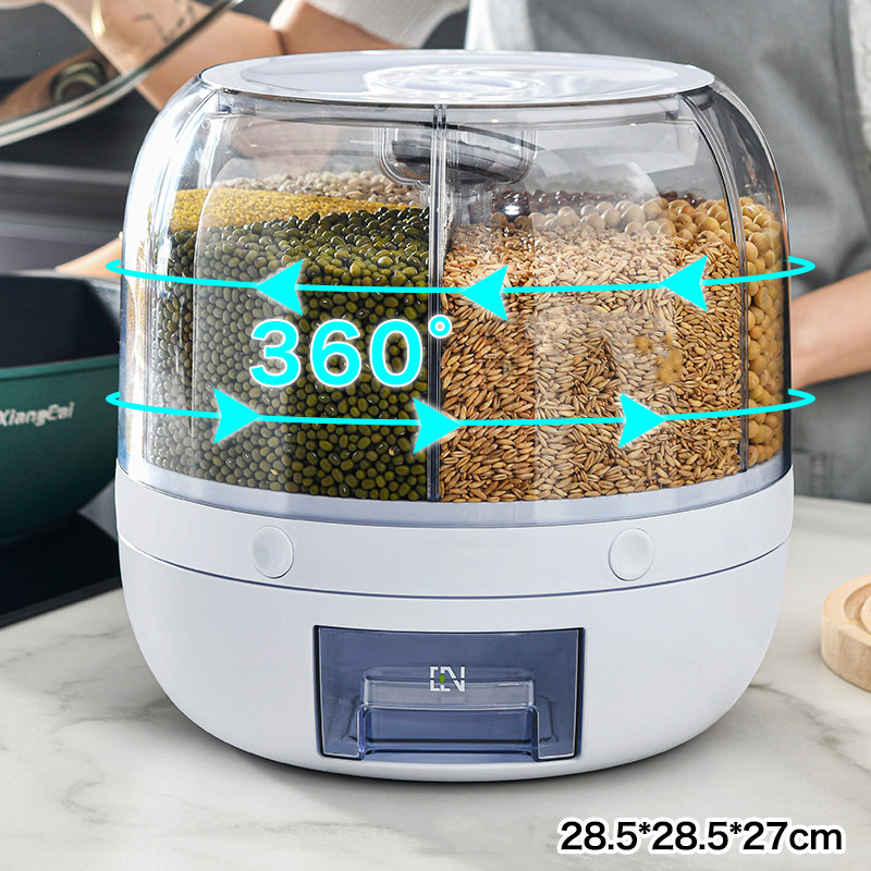 360 Rotating Grain Storage Dispenser — 6 Grid, 13 lbs
