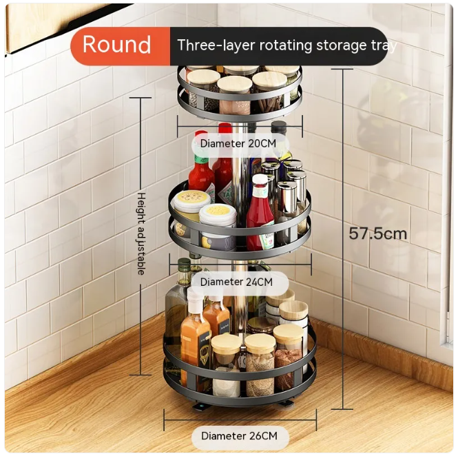 360° Rotating Spice Organizer — Fits Any Cabinet